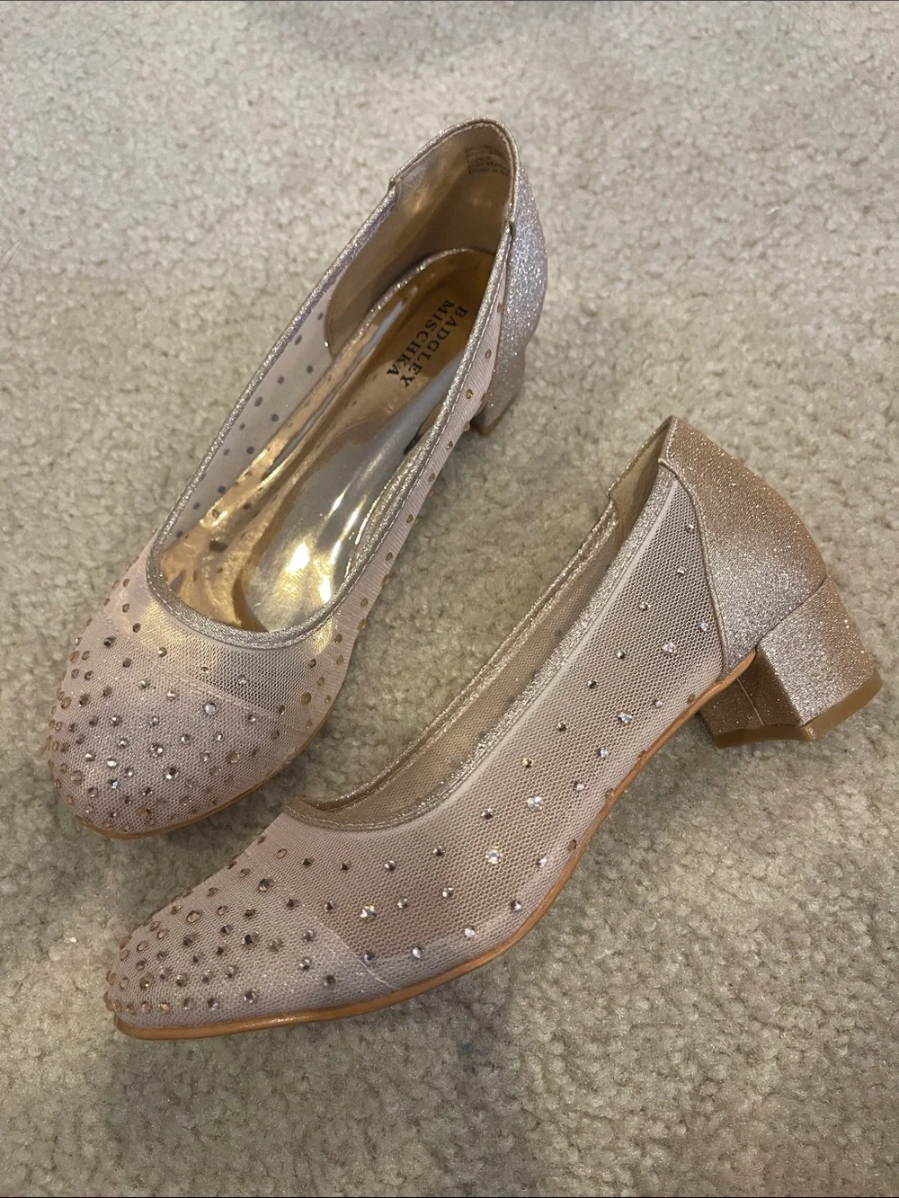 Badgley Mischka Glitter Block Heel Pumps Girls size 2